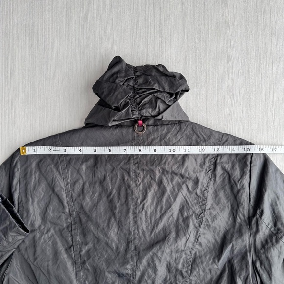 VTG UMBRALE Crinkle A Line Jacket XS Graphite Fleece Lined Ruffle Collar Y2K - Picture 7 of 15